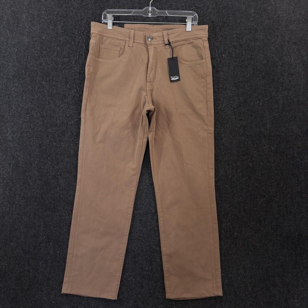 Straight Down Clemson Pants Men's 32x28 Khaki Stretch Chino 5-Pocket Casual